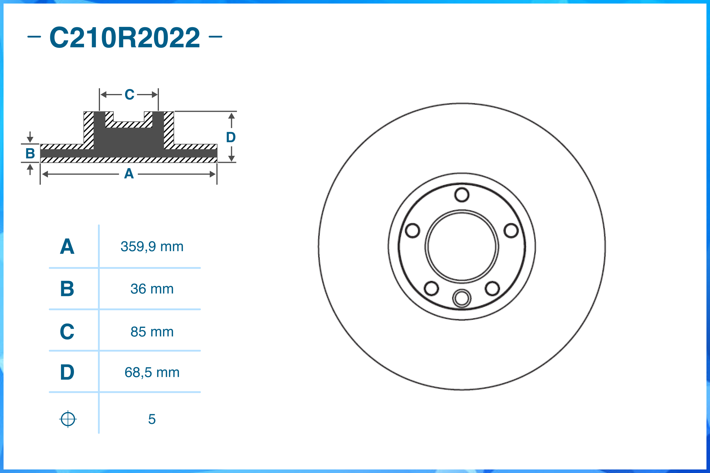 Тормозной диск передний C210R2022