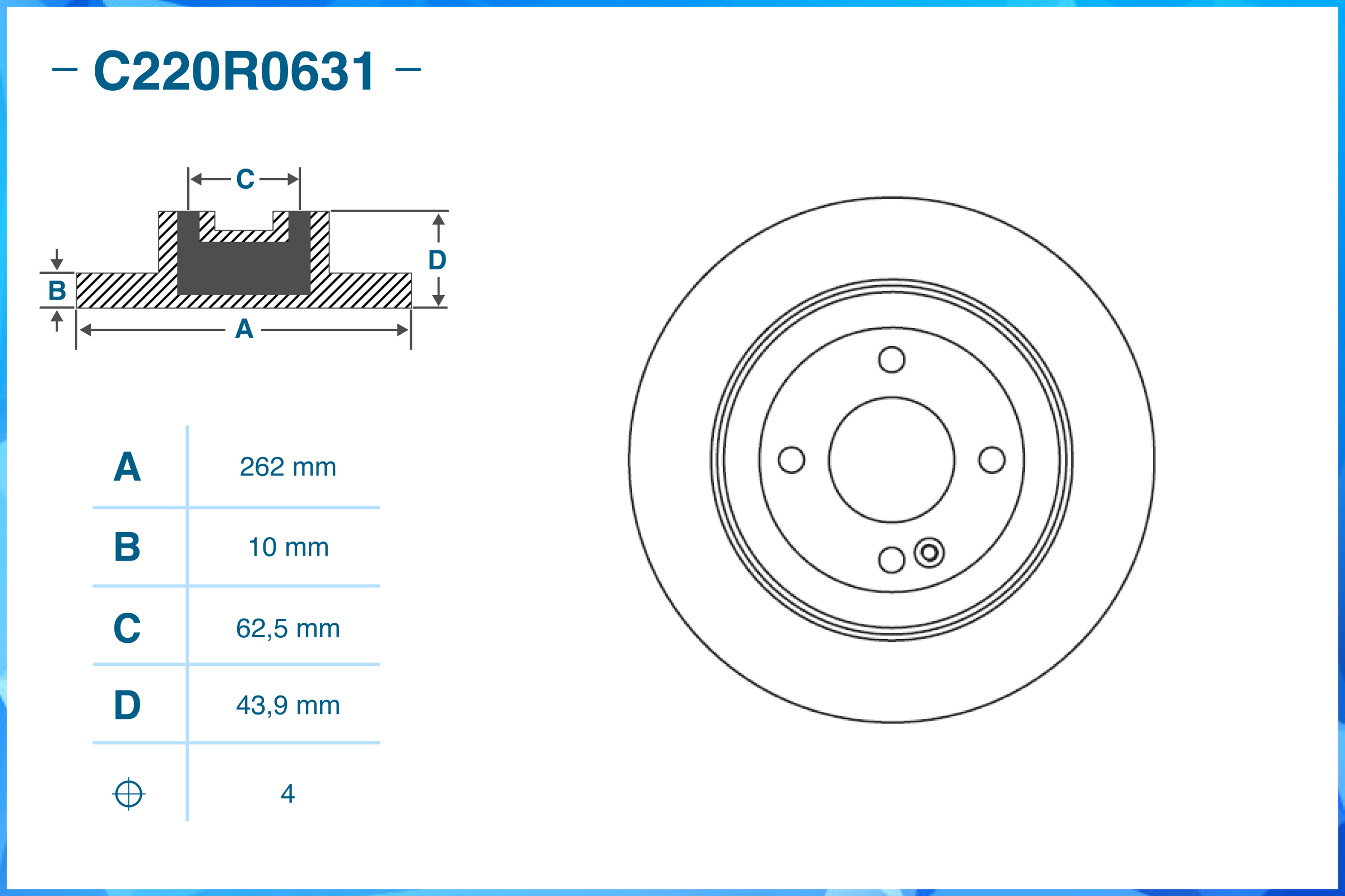 Тормозной диск задний C220R0631