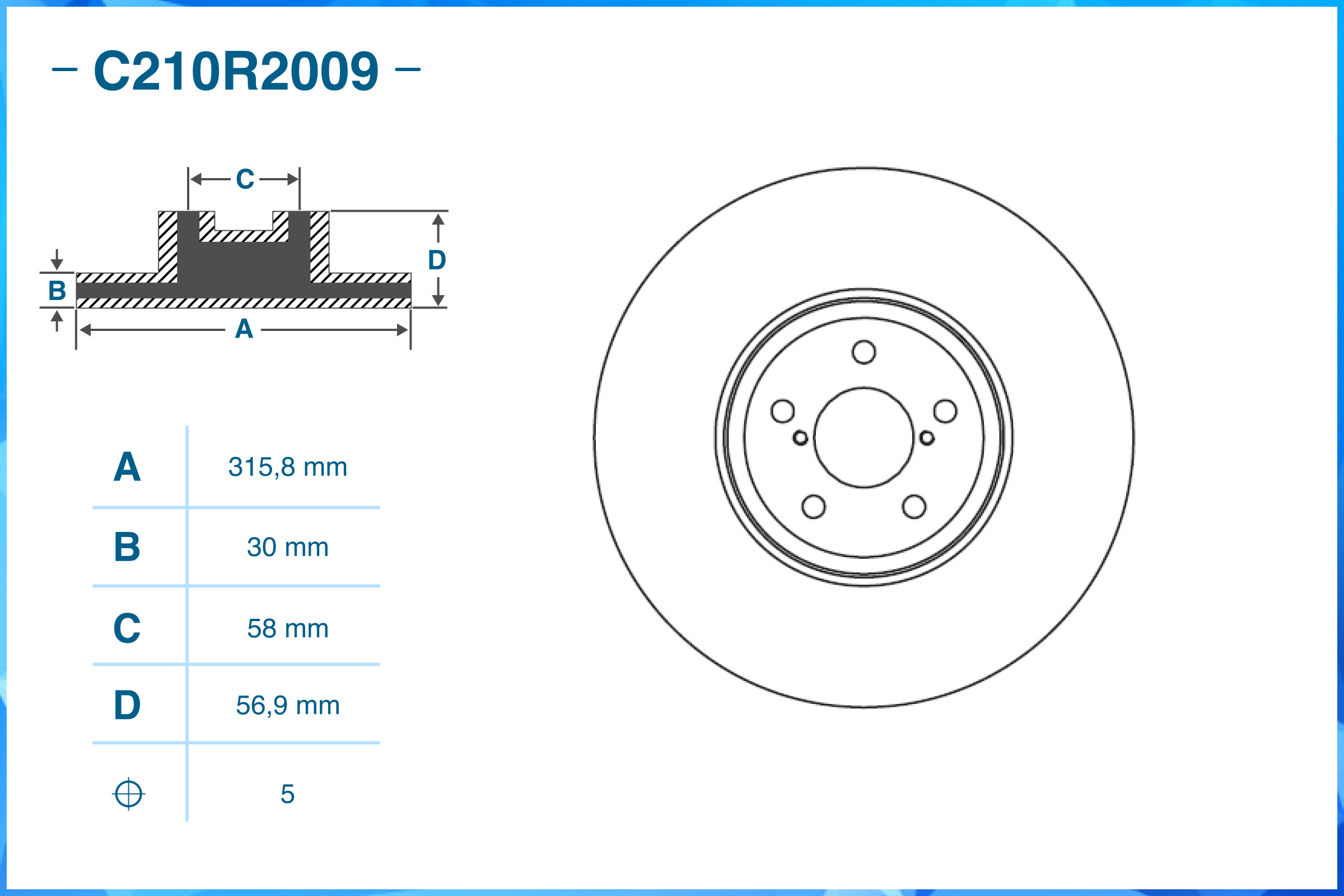Тормозной диск передний C210R2009
