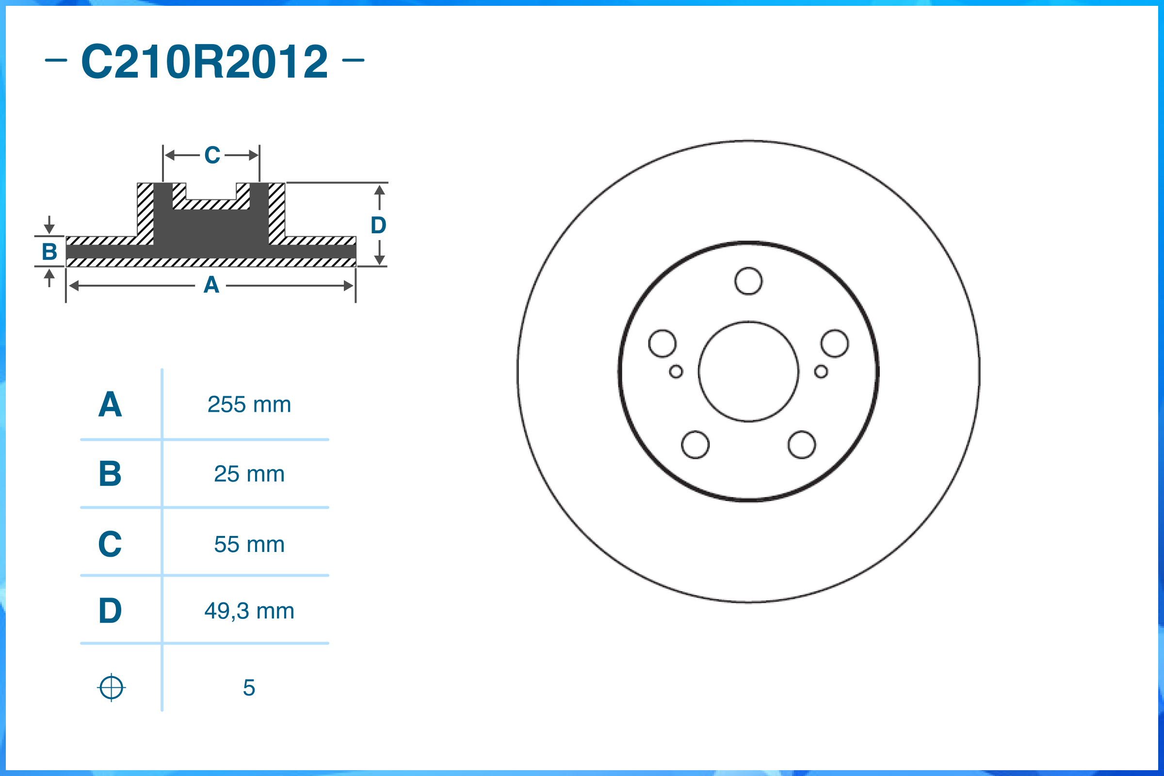 Тормозной диск передний C210R2012