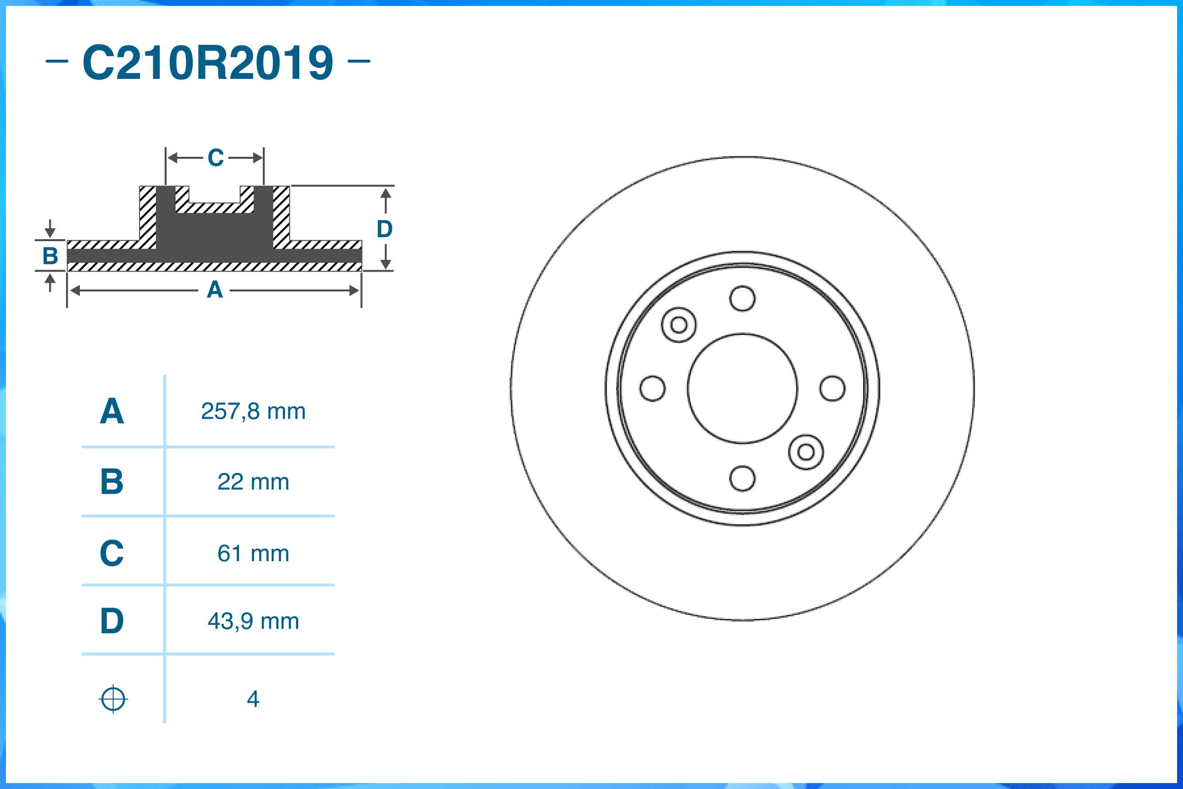 Тормозной диск передний C210R2019