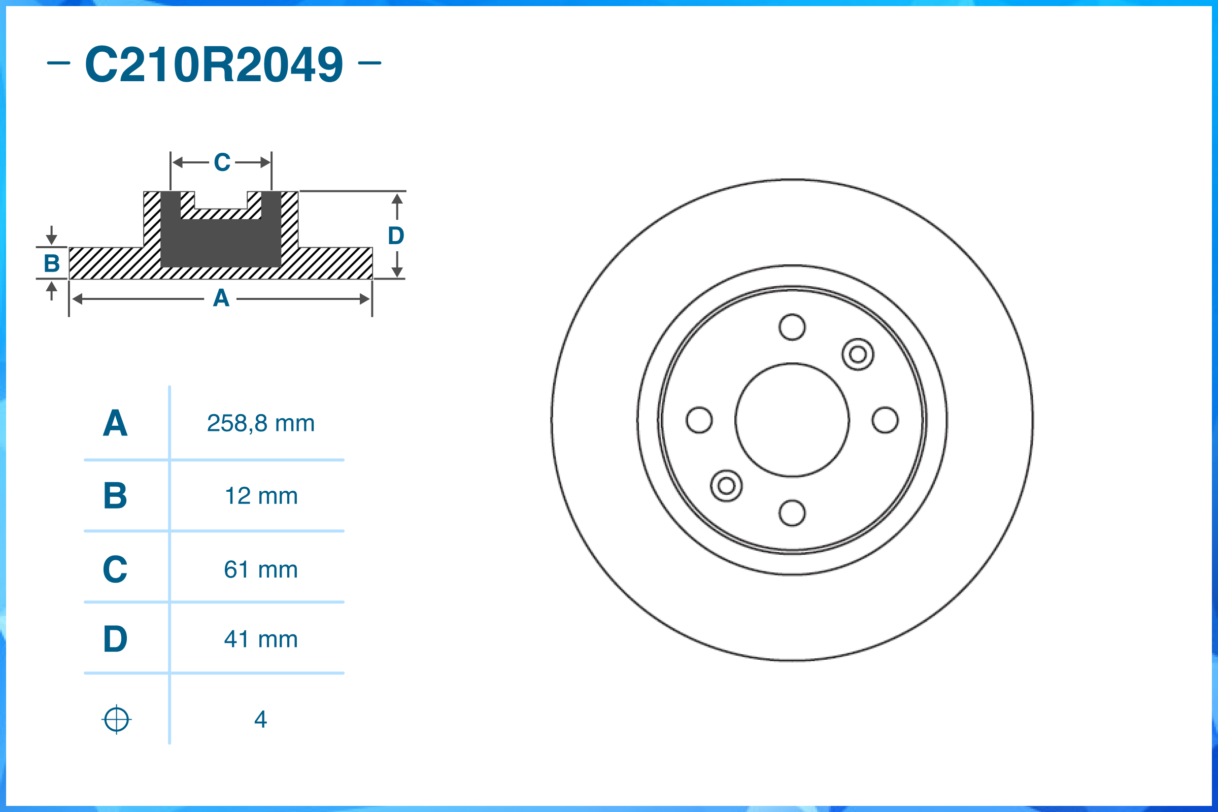 Тормозной диск передний C210R2049