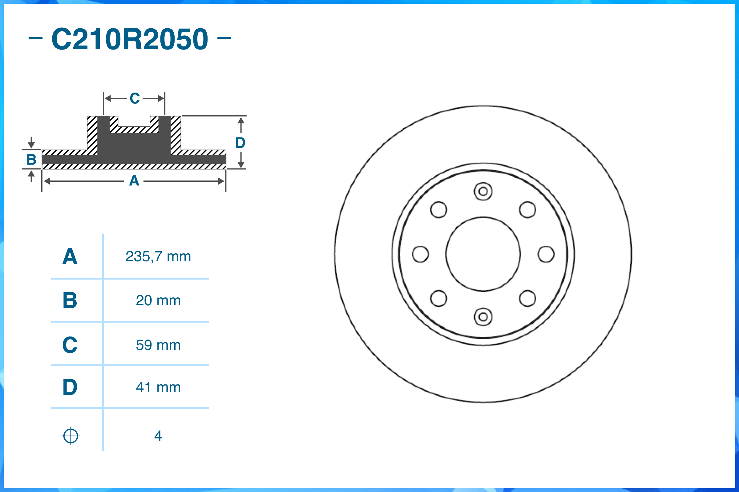 Тормозной диск передний C210R2050