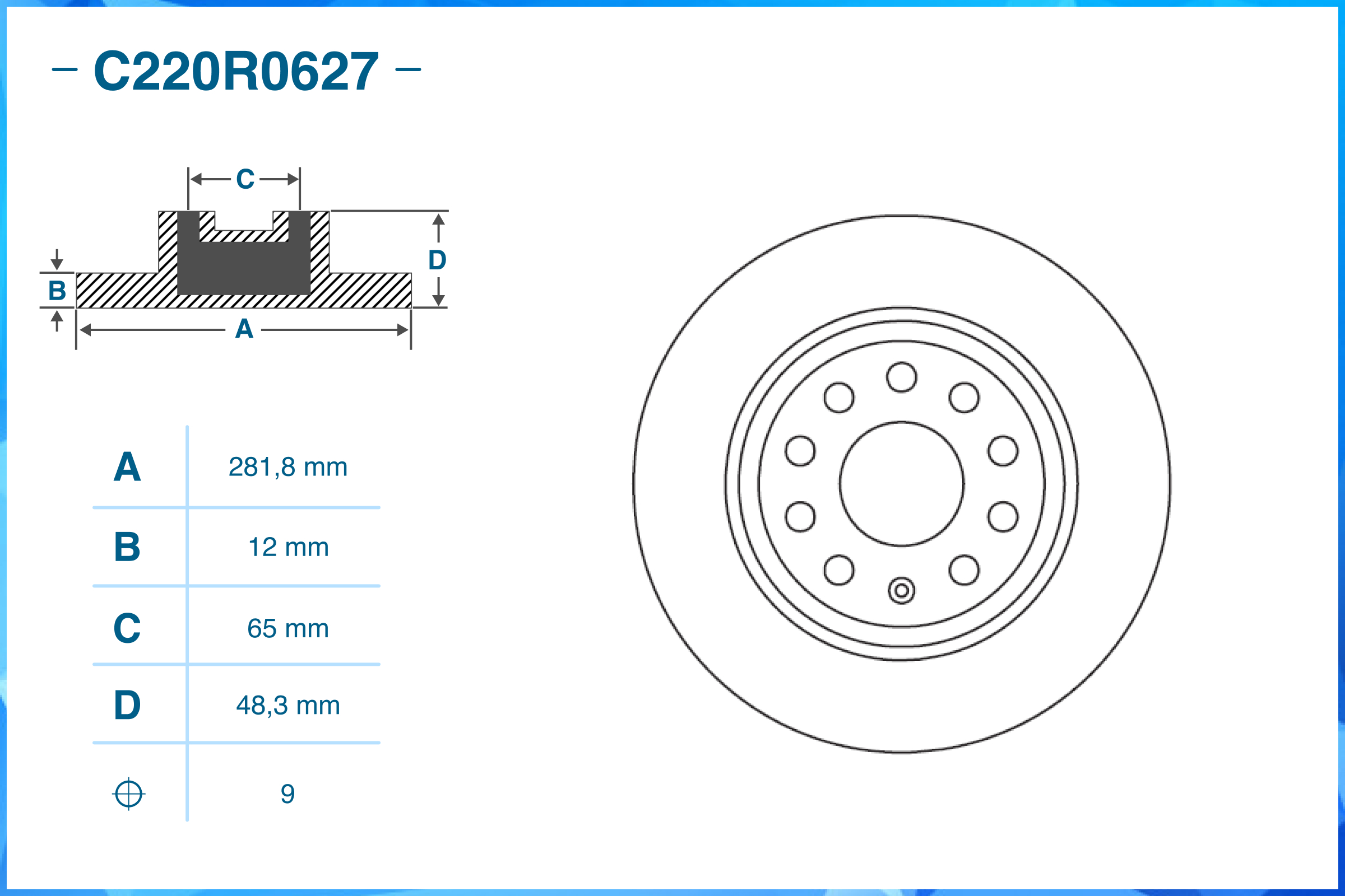Тормозной диск задний C220R0627